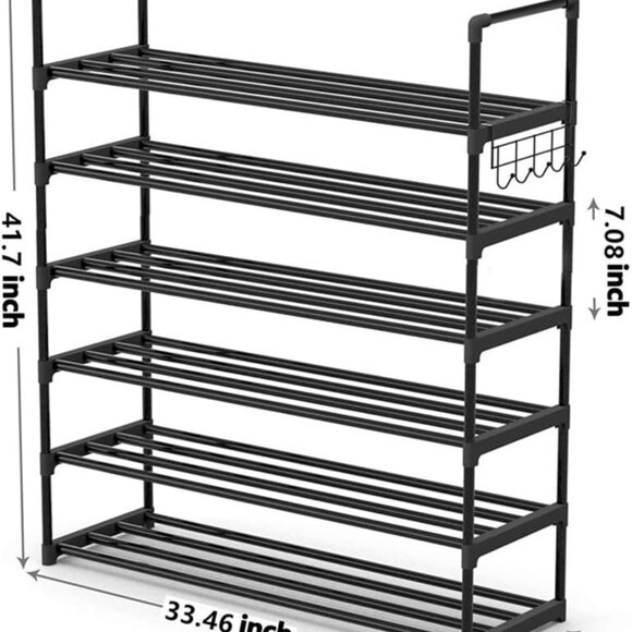 NEW 6 Tiers Metal Shoe Rack, Adjustable Shoe Shelf Storage Organizer - Picture 4 of 8